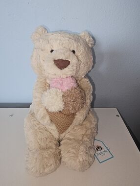 Jellycat Oatus Bear With Ice Cream - Authentic NWT (FAO Schwarz Exclusive)